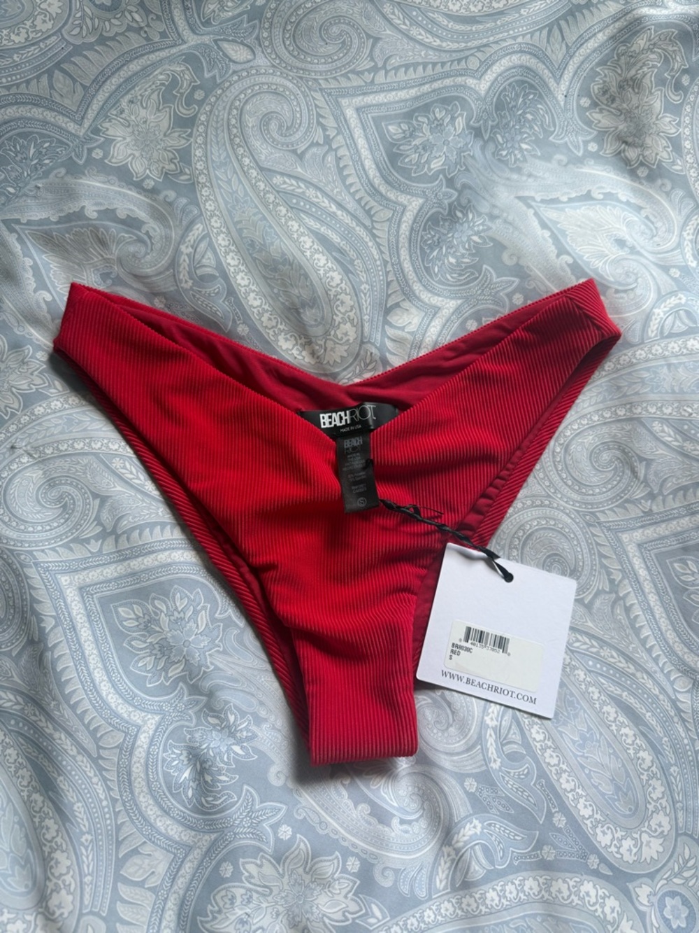 Beach Riot Red Ribbed Bandeau Bikini Set - Picture 9 of 9